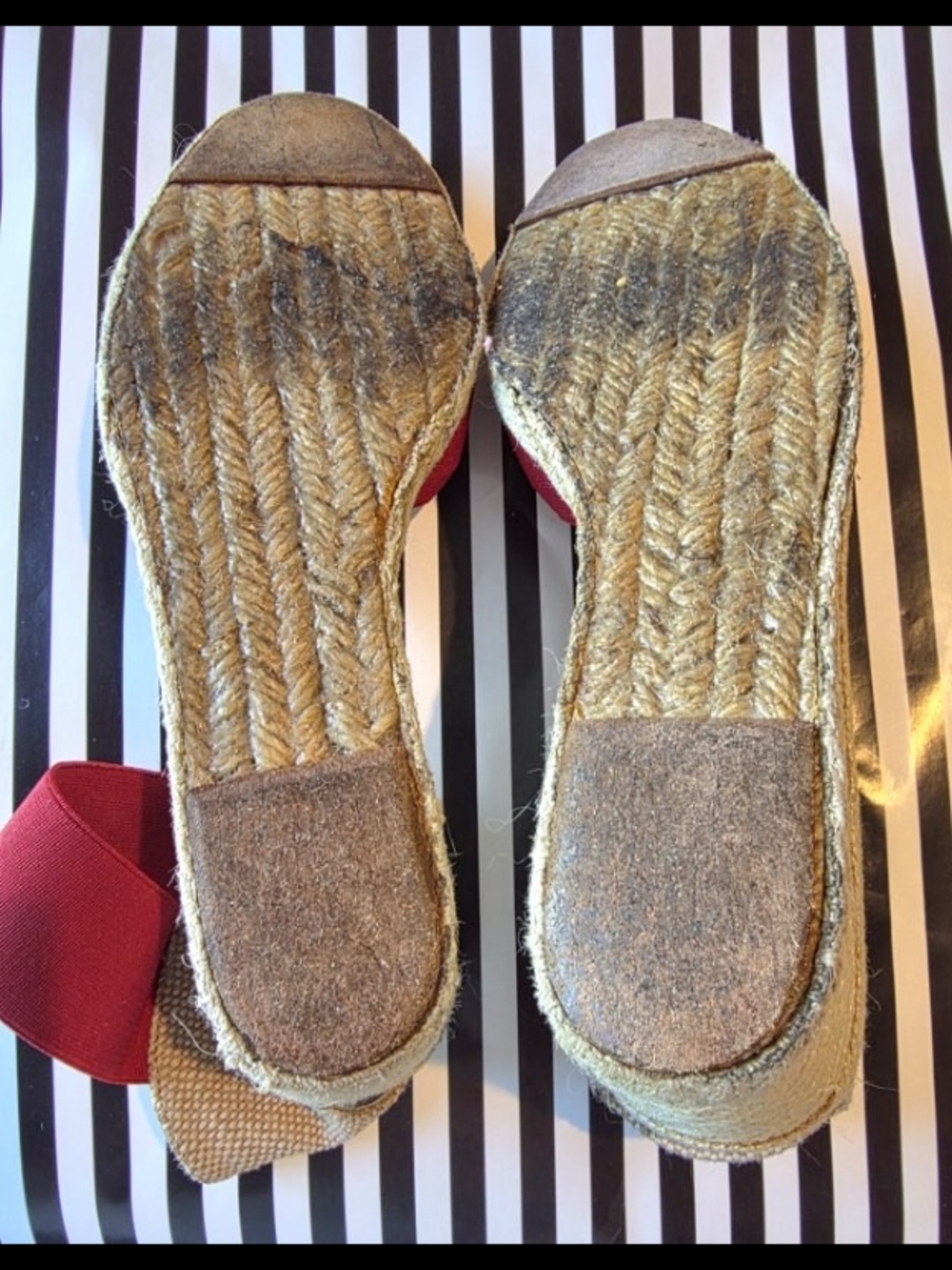 Lauren Ralph Lauren Red Espadrille Wedge Sandals with Elastic Strap - Picture 8 of 8